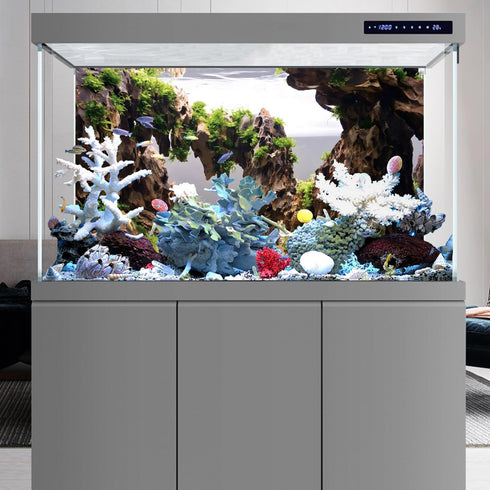 AWERT 36x18 inches Viewing Stone Fish Tank Background, Aquatic Plant River Bed & Lake Aquarium Vinyl