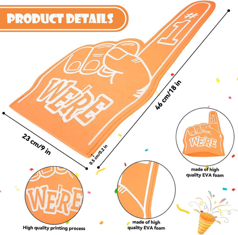 5 Pack 18 Inch 1 Giant Foam Finger We're Number DIY Hand Cheerleading Foam Fingers for Sports Cheer School Spirit Craft