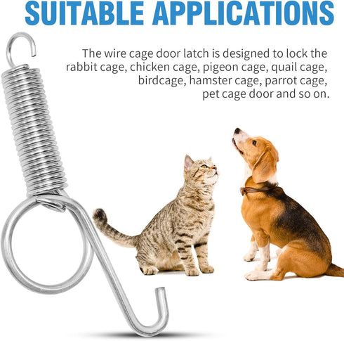 20 Pcs Metal Spring Cage Latch Door Hook for Fixing Rabbit, Dog, Cat, Birds, Rodents, Guinea Pig, Hamster