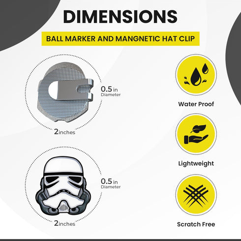 Ultimate Dark Side Trooper Golf Ball Marker with Magnetic Hat Clip, Premium Enamel Golf Accessories
