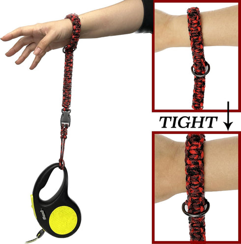 Hands Free Adjustable Wrist Strap for Dog Leash, Security Strap for Retractable Leashes, Red