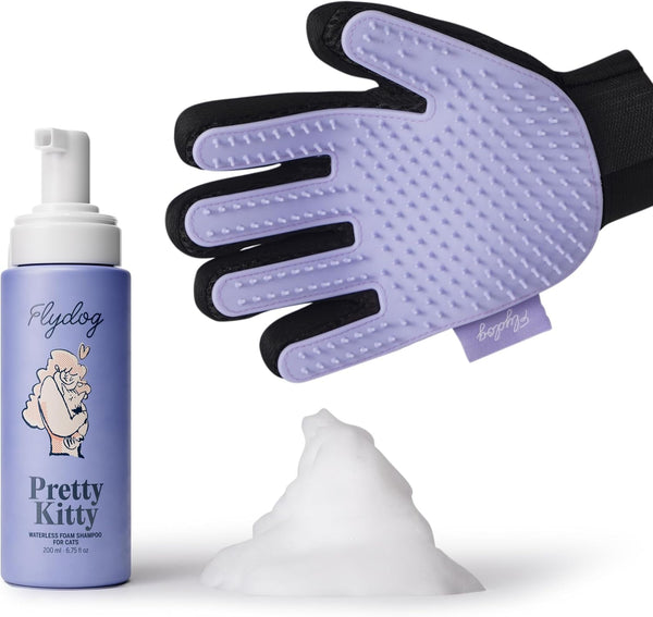 Pretty Kitty Waterless Cat Dry Shampoo with Grooming Glove No Rinse, Lick-Safe,