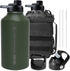 OneTigris Tactical Water Bottle with Straw - 64 oz Vacuum Insulated Stainless Steel Jug with 3 Lids
