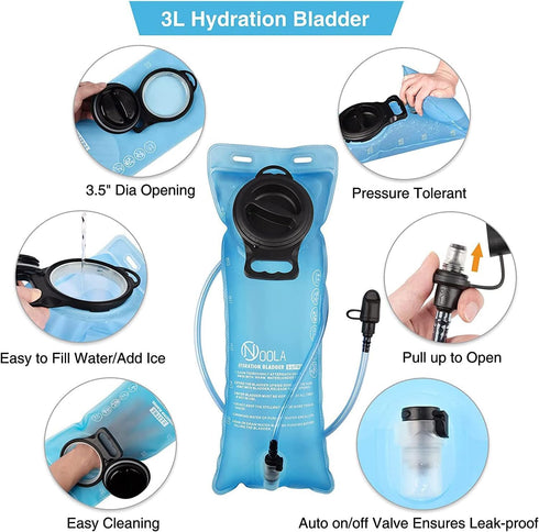 NOOLA 3L Hydration Backpack with TPU Water Bladder, Tactical Pack for Men Women, Perfect for Hiking and Biking