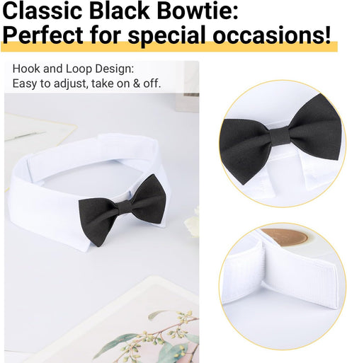 Segarty Dog Bow Tie, Adjustable Black Bowtie Collar for Extra Large Dogs, Comfortable Cotton Grooming Accessory
