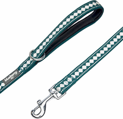 Blueberry Pet 3M Reflective Jacquard Dog Leash, 5 ft x 5/8", Teal Blue, Small, Comfortable Handle for Dogs