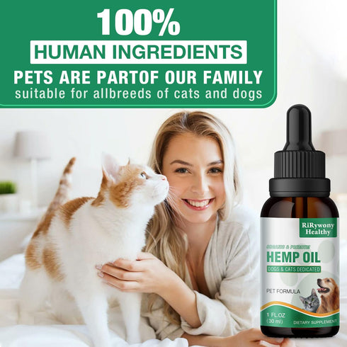 Hemp Oil for Dogs Cats, Pure Drops for Pain Anxiety Relief, Joint Support, Skin Health, Omega 3-6-9 Fatty Acids