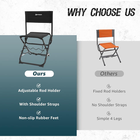 Fishing,Hunting,Lawn,Patio,Garden,300LBS. X Strike Portable Fishing Chairs Outdoor Folding Stool for Adults Portable