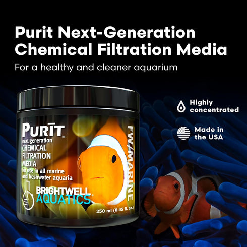 Brightwell Aquatics Purit Next-Generation Chemical Filtration Media, 8.45 fl oz for Marine and Freshwater Aquaria