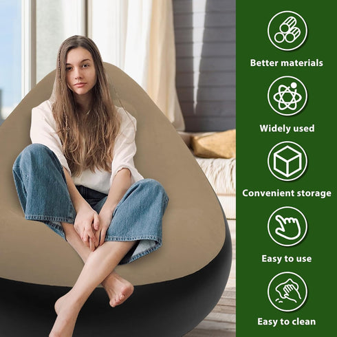 ZJMCAJY Inflatable Chair, Inflatable Folding Sofa with Ottoman Portable Inflatable Couch with Flocked Surface