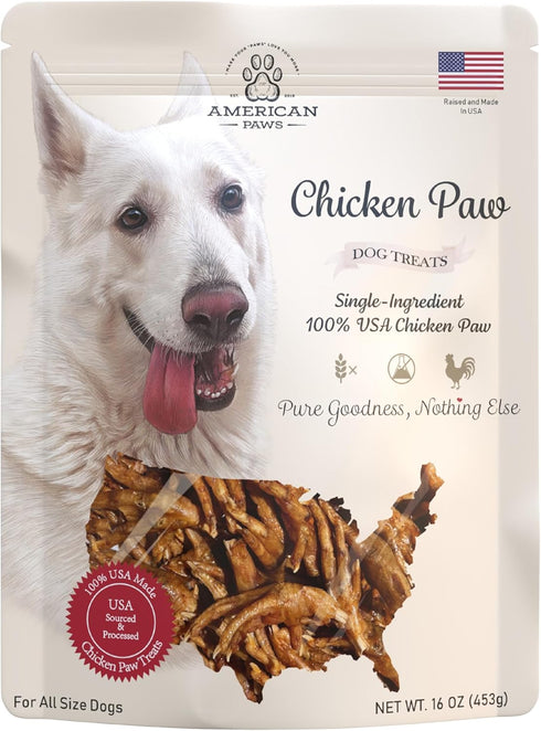 Dehydrated Chicken Feet Dog Treats, Only One Ingredient, No Additives, Made and Sourced in USA, (about 28-Pack), 1lb