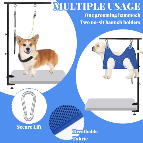 Sunnymove 13 27"-37", Hammock Set Pcs Adjustable Dog Grooming Arm with Clamps, Adjustable Height Pet Grooming Stand
