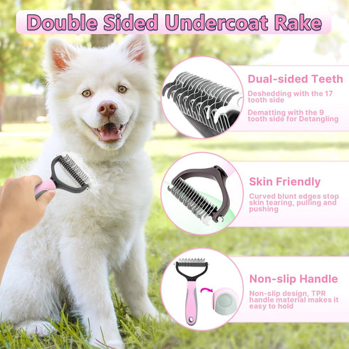 6PCS Dog Brush Grooming Kit Dog Brush for Shedding-Dogs Brushes for Grooming, Dematting Comb for Dogs, Nail Clipper