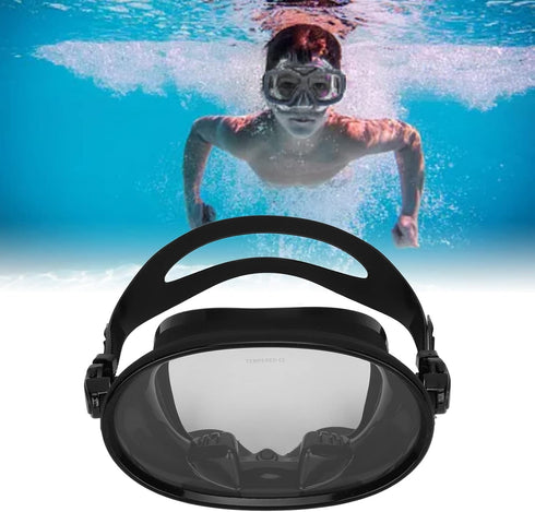 Panoramic HD Snorkeling Diving Mask, Anti Fog Scuba Goggles, Toughened Glass Adult Teen Goggles with Nose Clip