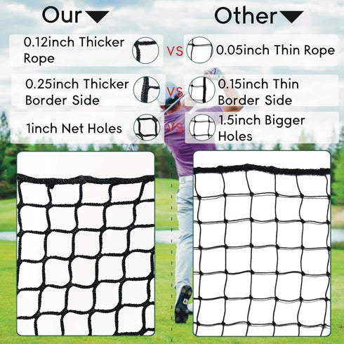 Heavy Duty Nylon Golf Practice Net, Outdoor Indoor Hitting Net with Wire Hanging Kit for Golf, Baseball, Soccer