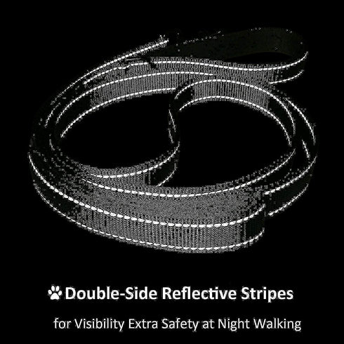 Heavy Duty Dog Leash 6ft Long - Traffic Padded Two Handle Nylon Leashes for Large or Medium Dogs - Reflective Dual