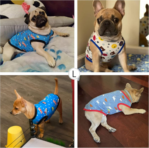 Geyoga 6-Piece Cute Printed Dog Shirts, Cotton Pet Sweatshirts for Dogs (M)