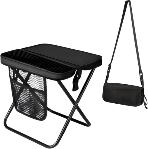ABUUL Portable Collapsible Stool - Folding Chair with Storage Pouch, Convertible Satchel for