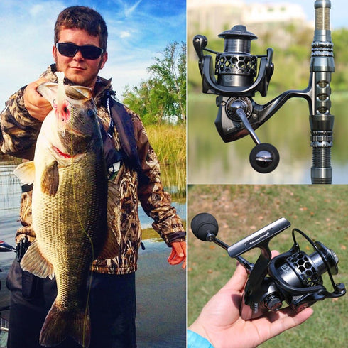 Sougayilang Fishing Reel, 13+1BB Light Weight Ultra Smooth Aluminum Spinning Reel with Free Spare Graphite Spool