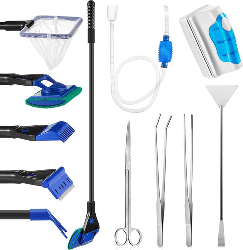 Tiangrid Aquarium Fish Tank Cleaning Tool Kit Include 4 Pcs Long Aquascape Tools