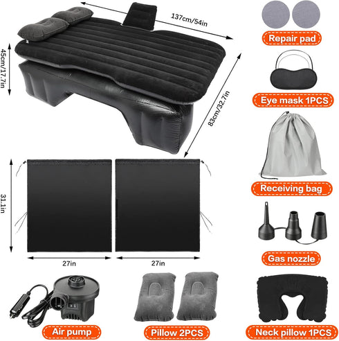 12 52 31.8 Set Tallew Pcs Car Air Mattress Back Seat Inflatable Bed, x in Thickened PVC Flocking Leak Resistant Air Bed