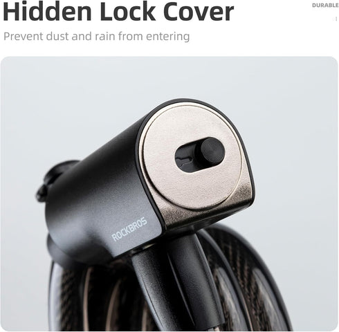 ROCKRBOS Bike Cable Lock with 2 Keys & 1 Mount Bracket, ABS Lock Shell for Bike/Gate/Scooter
