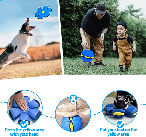 3PCS Dog Flying Disc Toy - Pet Toy Flying Saucer Ball with Lights for Outdoor Games (Red+Blue+Pink)