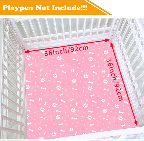 2 Pack 36 Inch 4 Dog Playpen Bottom Pad Fits for Panels Exercise Pet Playpen, Dog Crate Pad Puppy, Hoop and Loop Design