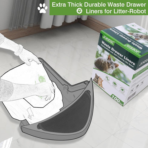 4 3, 100 Pack, Cat Litter Box Liner Compatible with Litter Box Robot & Waste Bags Waste Drawer Liners Heavy Duty White
