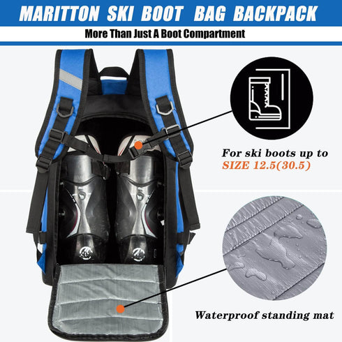 Ski Boot Bag for Travel, Fits Ski Boots, Snowboard Boots, Helmet, Goggles, Gloves, Skis, Snowboard & Accessories