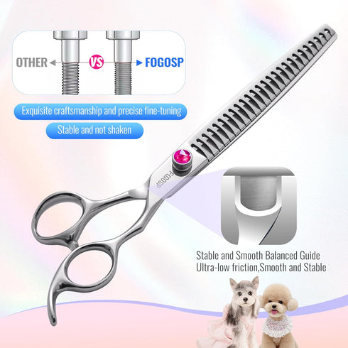 Chunkers Dog Grooming Scissors, 7.0 in Professional Thinning Shears, 70% Thinning Rate, 18 Teeth, Japan 440C