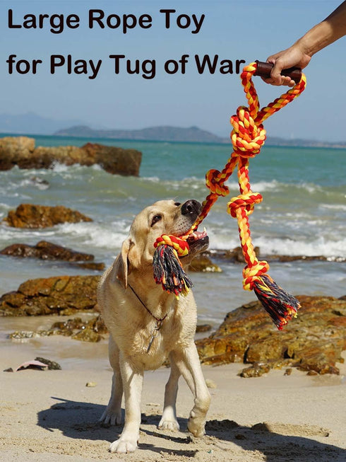 Large Dog Rope Toys for Aggressive Chewers, Tug of War Interactive Heavy Duty Outdoor Chew Rope for Medium Large XL Dogs