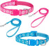 2 Packs Dog Collar and Leash Set, Quick Release Buckle Adjustable Paw Print Puppy Collar for Small Dogs