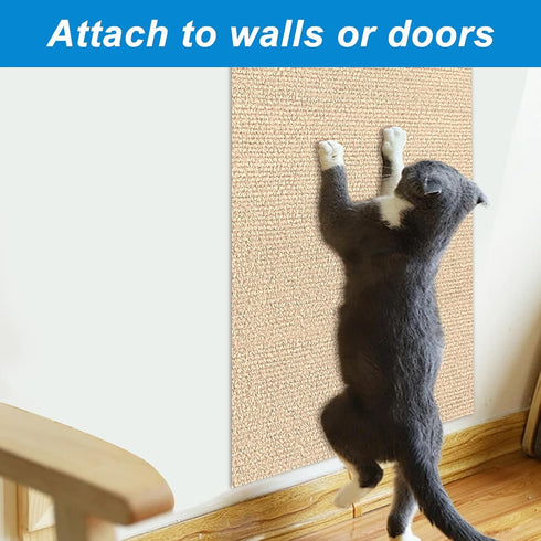 4 Pack Cat Scratch Mats 24”x16”, Self-Adhesive Trimmable Carpet for Cat Tree Replacement Parts, Beige