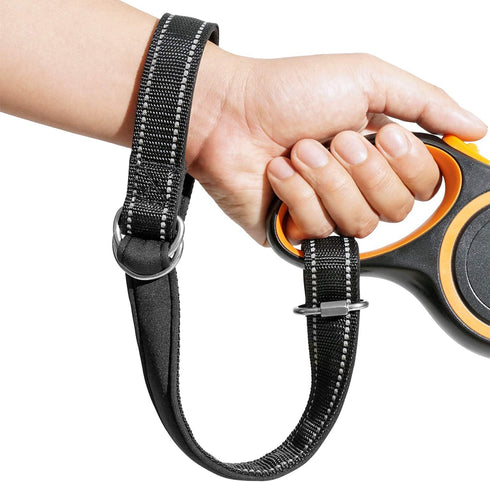 Short Dog Leash with Reflective Leads | Baby Stroller Wheelchair Safety Strap (1.8 ft, Black)
