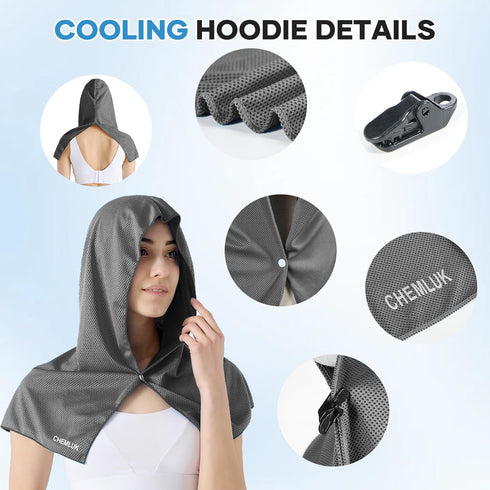 CHEMLUK Cooling Hoodie Towel: Cooling Towels for Neck and Face, Quick-Dry Absorbent Soft Breathable Sweat Neck Wraps