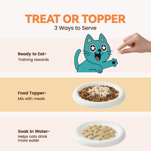 9 oz Freeze Dried Chicken Cat Treats, Single Ingredient Healthy Cat Snacks & Food Topper for Picky Cats, High Protein