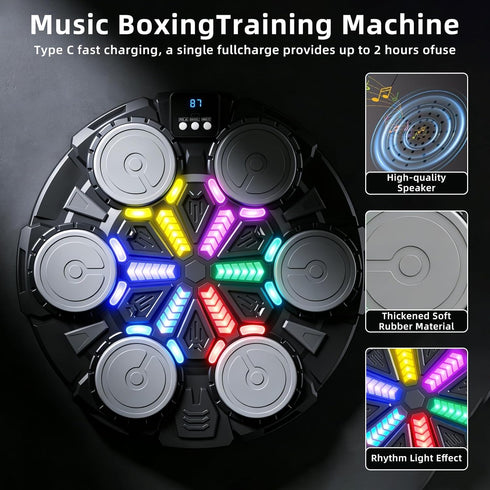 HANQUAN 3-12 Upgraded Music Boxing Machine for Kids and Adults, Bluetooth Wall Mounted Punching Pad with Gloves,Rhythm