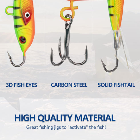 THKFISH Ice Fishing Lures and Jigs Kit, 14/26/40PCS, Walleye Crappie Panfish Pike Fishing Gear