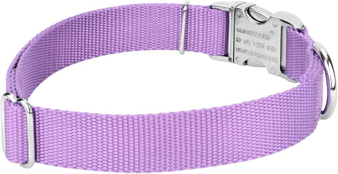 Country Brook Petz Premium Nylon Dog Collar with Metal Buckle for Small Medium Large Breeds (Large, 1 Inch, Lavender)