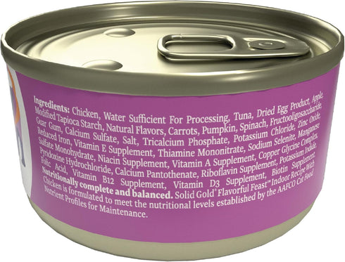 Solid Gold Wet Cat Food Pate Flavorful Feast Sample Pack - 3 Count Canned Cat Food with Real Chicken, Grain Free for