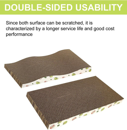 Cat Scratching Board - Corrugate Cat Scratcher with Catnip, Double-Sided Usability, Pack of 2