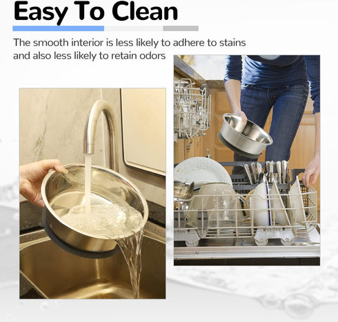 Stainless Steel Dog Bowl Set of 2, Metal Bowls with Suction Base, Rubber Bottom & Easy Clean (Gray, 2 Pack)