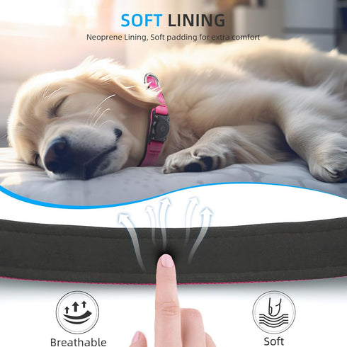 Upgraded AirTag Dog Collar, IP68 Waterproof Holder, Reflective Heavy Duty Padded Collars for Small Medium Large Dogs