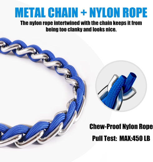 Chew Proof Dog Leash, Chain Anti Chew Leash for Large Dogs, Heavy Duty Indestructible Metal Leash with Padded Handle