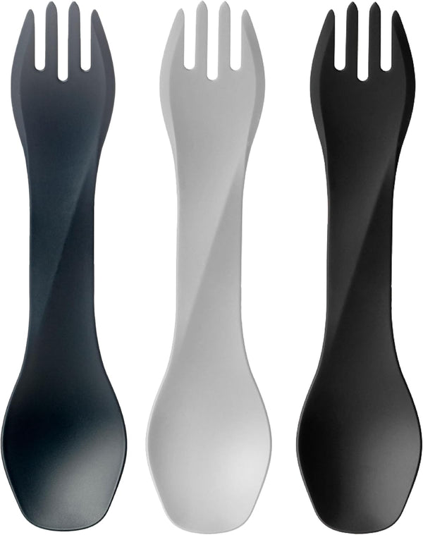 humangear GoBites Uno 3-Pack - Travel & Camping Utensils, Portable & Convertible Dining Ware, Multi-Functional Spork