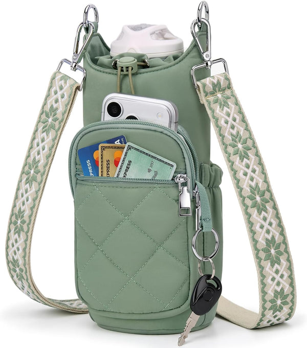 Crossbody Water Bottle Bag for Women, Lightweight Insulated Water Bottle Carrier with