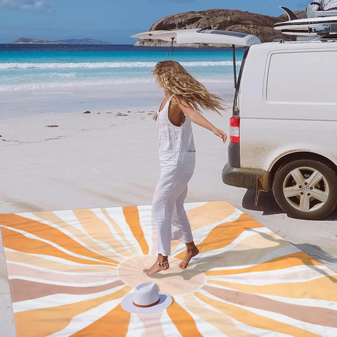 9 10 8 Waterproof Sandproof Beach Blanket, Ft X Ft Extra Large Beach Mat for Adults, Lightweight Polyester Outdoor