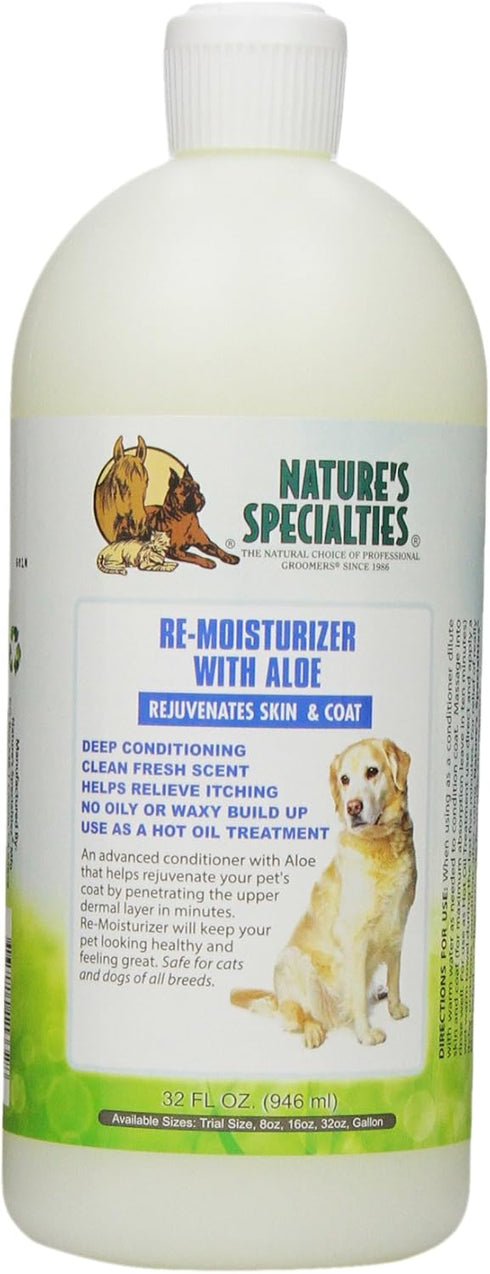 Nature's Specialties Re-Moisturizer with Aloe Dog Conditioner, 32 oz, Natural Choice for Professional Groomers
