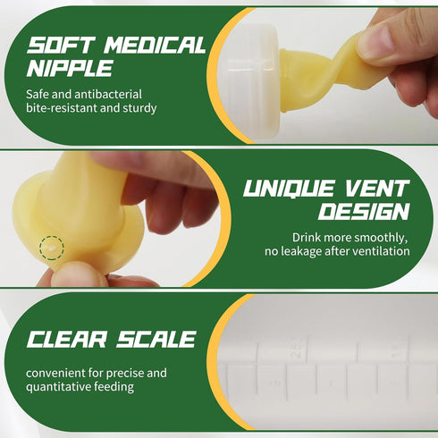 USUNFARM 2PCS 450ML Animal Feeding Bottle with Clear Screw-on Nipple NursingTeat Feeder Detachable Goat Calf Bottle